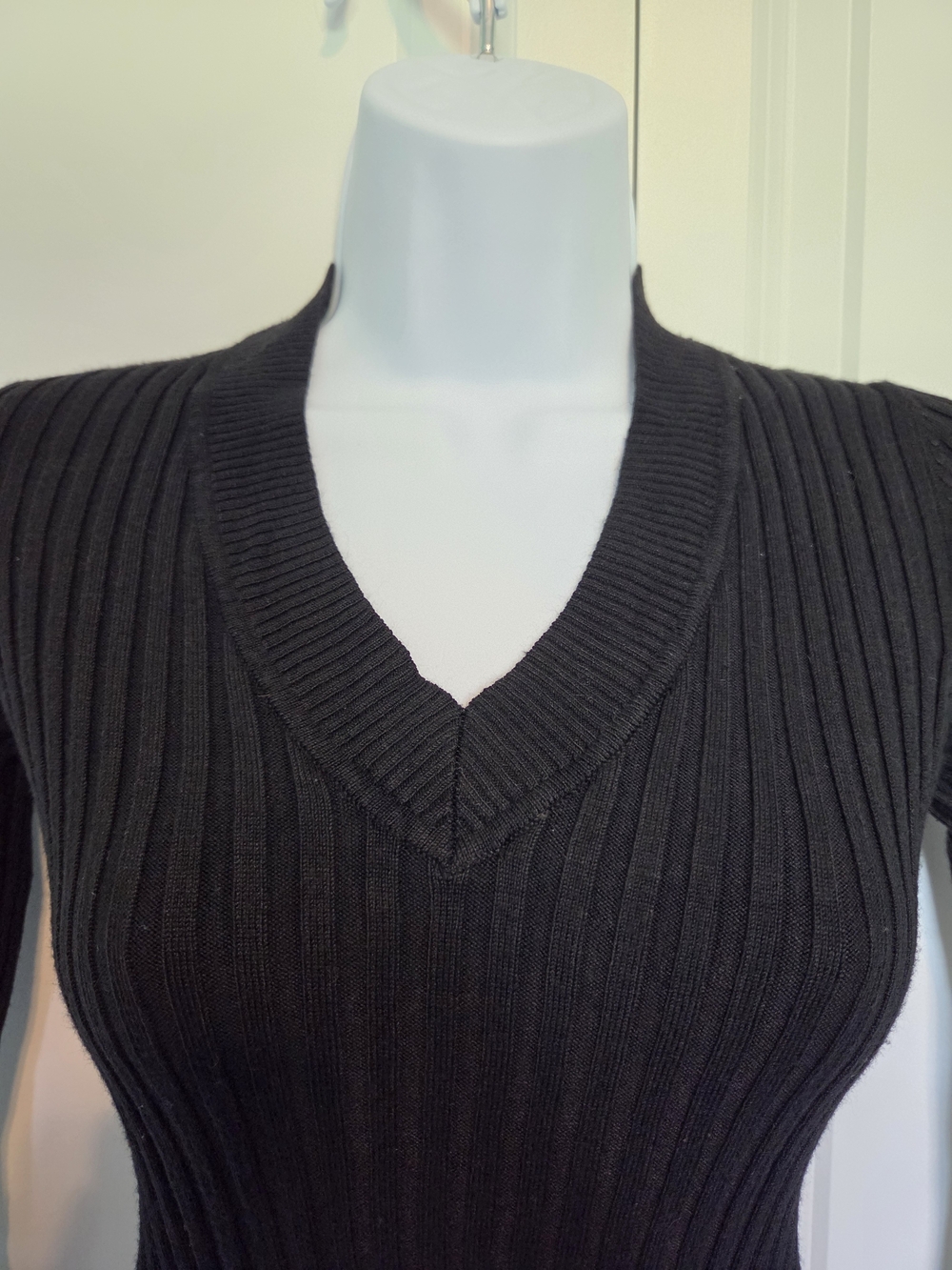 George Black Ribbed V-Neck Sweater - Picture 3 of 4